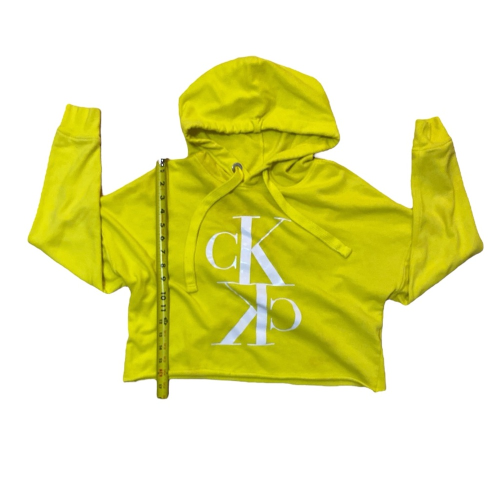 Calvin Klein Jeans Yellow Cropped Hoodie with CK Logo Womens Size XS
